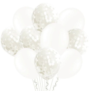 Balony białe konfetti 30cm zestaw 20szt