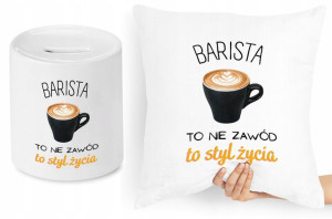 Dla Baristy Zestaw Poduszka + Skarbonka Prezent