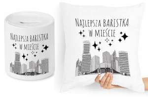 Dla Baristy Zestaw Poduszka + Skarbonka Prezent