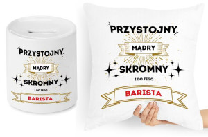 Dla Baristy Zestaw Poduszka + Skarbonka Prezent