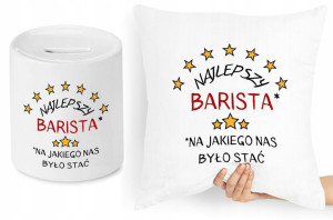 Dla Baristy Zestaw Poduszka + Skarbonka Prezent