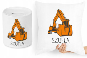 Dla Budowlańca Zestaw Poduszka + Skarbonka