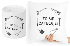 Dla Budowlańca Zestaw Poduszka + Skarbonka