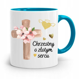 Dla Chrzestnego Chrzestnej Kubek Błękitny Prezent