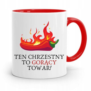 Dla Chrzestnego Chrzestnej Kubek Czerwony Prezent