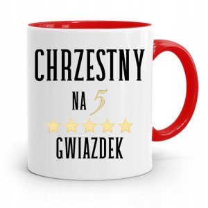 Dla Chrzestnego Chrzestnej Kubek Czerwony Prezent