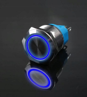 Przycisk wciskany metal przełącznik 16mm LED 12V b