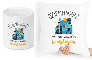 Dla Dziennikarza Zestaw Poduszka + Skarbonka