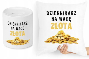 Dla Dziennikarza Zestaw Poduszka + Skarbonka