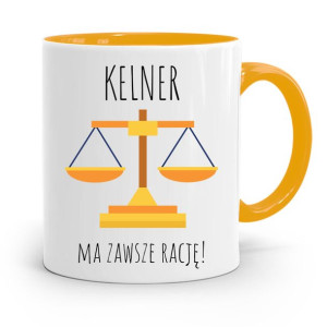 Dla Kelnera Kubek Żółty Kelner Ma Zawszę Rację