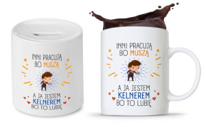 Dla Kelnera Zestaw Kubek + Skarbonka Prezent