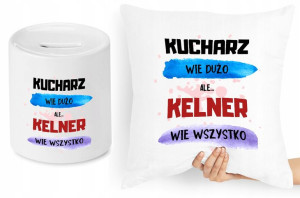 Dla Kelnera Zestaw Poduszka + Skarbonka Prezent