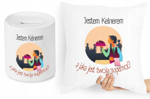 Dla Kelnera Zestaw Poduszka + Skarbonka Prezent