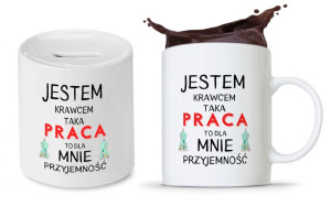 Dla Krawca Krawcowej Zestaw Kubek + Skarbonka