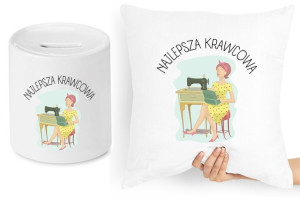 Dla Krawca Krawcowej Zestaw Poduszka + Skarbonka