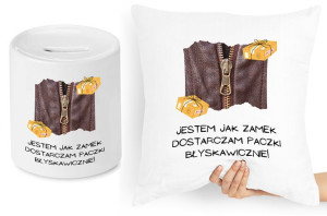 Dla Kuriera Zestaw Poduszka + Skarbonka Prezent