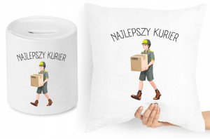 Dla Kuriera Zestaw Poduszka + Skarbonka Prezent
