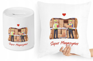 Dla Magazyniera Zestaw Poduszka + Skarbonka