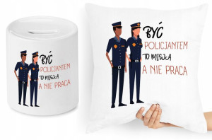 Dla Policjanta Zestaw Poduszka + Skarbonka Prezent