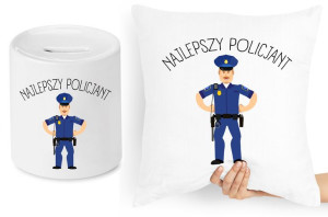 Dla Policjanta Zestaw Poduszka + Skarbonka Prezent