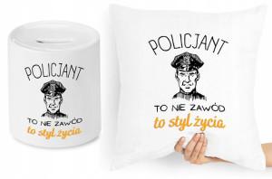 Dla Policjanta Zestaw Poduszka + Skarbonka Prezent