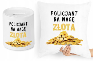 Dla Policjanta Zestaw Poduszka + Skarbonka Prezent