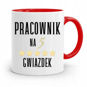Dla Pracownika Kubek Czerwony Na 5 Gwiazdek