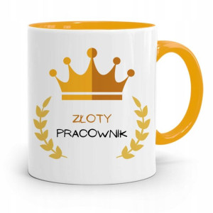 Dla Pracownika Kubek Żółty Złoty Pracownik Prezent