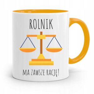 Dla Rolnika Kubek Zółty Rolnik Ma Zawszę Rację