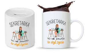 Dla Sekretarki Zestaw Kubek + Skarbonka Prezent