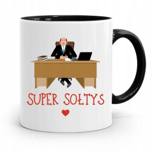 Dla Sołtysa Kubek Czarny Super Sołtys Prezent