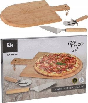 Deska do krojenia serwowania PIZZY + dwa noże