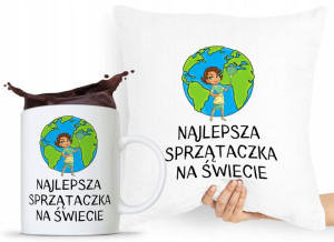 Dla Sprzątaczki Zestaw Poduszka + Kubek Prezent
