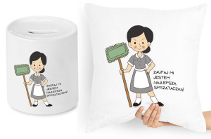 Dla Sprzątaczki Zestaw Poduszka + Skarbonka