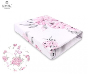 Prześcieradło bawełniane MimiNu PEONIE RÓŻ 120x60 cm