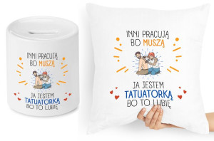 Dla Tatuażysty Zestaw Poduszka + Skarbonka Prezent