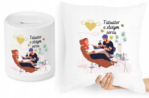 Dla Tatuażysty Zestaw Poduszka + Skarbonka Prezent
