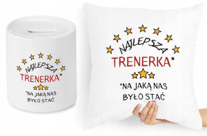 Dla Trenera Trenerki Zestaw Poduszka + Skarbonka