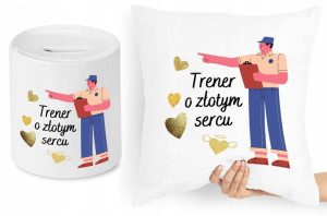 Dla Trenera Trenerki Zestaw Poduszka + Skarbonka
