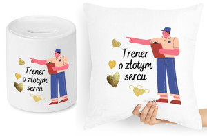 Dla Trenera Zestaw Poduszka + Skarbonka Prezent