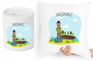 Dla Wędkarza Zestaw Poduszka + Skarbonka Prezent