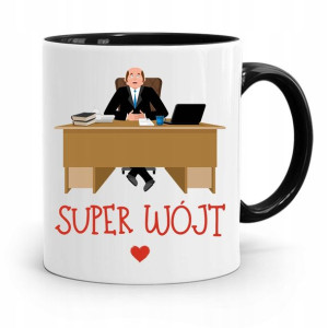 Dla Wójta Kubek Czarny Super Wójt Prezent