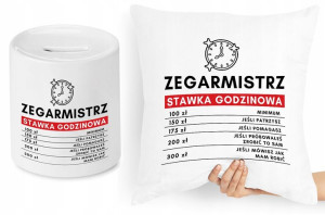 Dla Zegarmistrza Zestaw Poduszka + Skarbonka