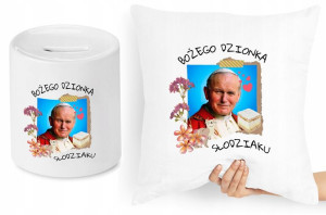 Jan Paweł Ii Zestaw Poduszka + Skarbonka Prezent