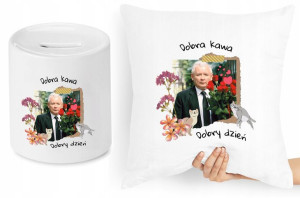 Jarosław Kaczyński Zestaw Poduszka + Skarbonka
