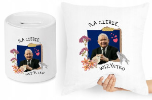Jarosław Kaczyński Zestaw Poduszka + Skarbonka