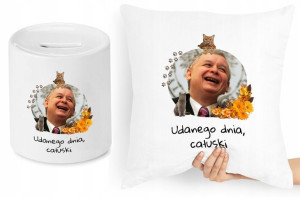 Jarosław Kaczyński Zestaw Poduszka + Skarbonka