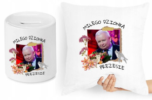 Jarosław Kaczyński Zestaw Poduszka + Skarbonka