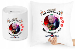 Jarosław Kaczyński Zestaw Poduszka + Skarbonka