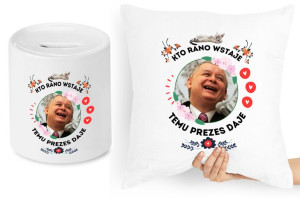 Jarosław Kaczyński Zestaw Poduszka + Skarbonka
